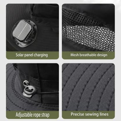 Nuevo sombrero con ventilador solar triple para exteriores (modelo 2026): sombrero con protección solar y ventilador, batería recargable, resistente al agua, ideal para eventos deportivos, diseño unisex.
