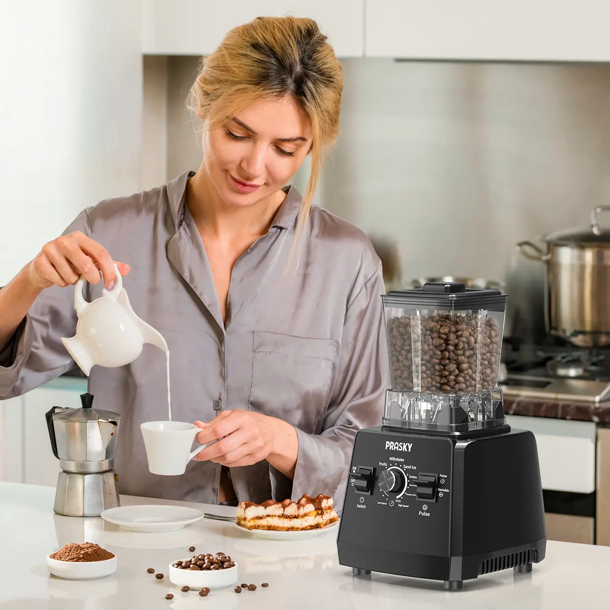 PRASKY BK-688 Licuadora de 68 oz, 2 recipientes