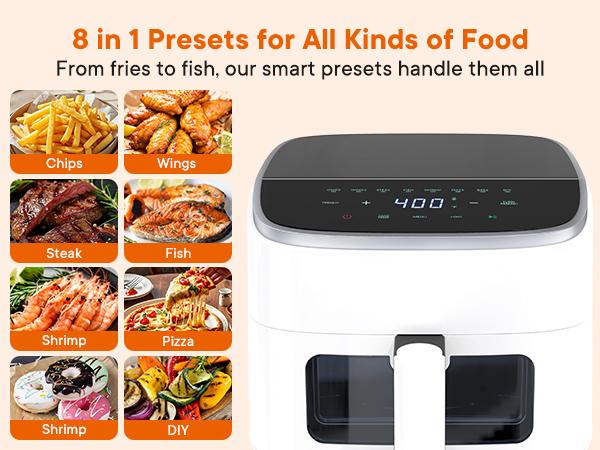 【Summer Sale】4QT Air Fryer with Visible Window, 1500W Digital Touchscreen Air Fryer with 8 Presets, Auto Shut Off & Nonstick Dishwasher Safe Basket, 60-Min Timer, Max 400&deg;F