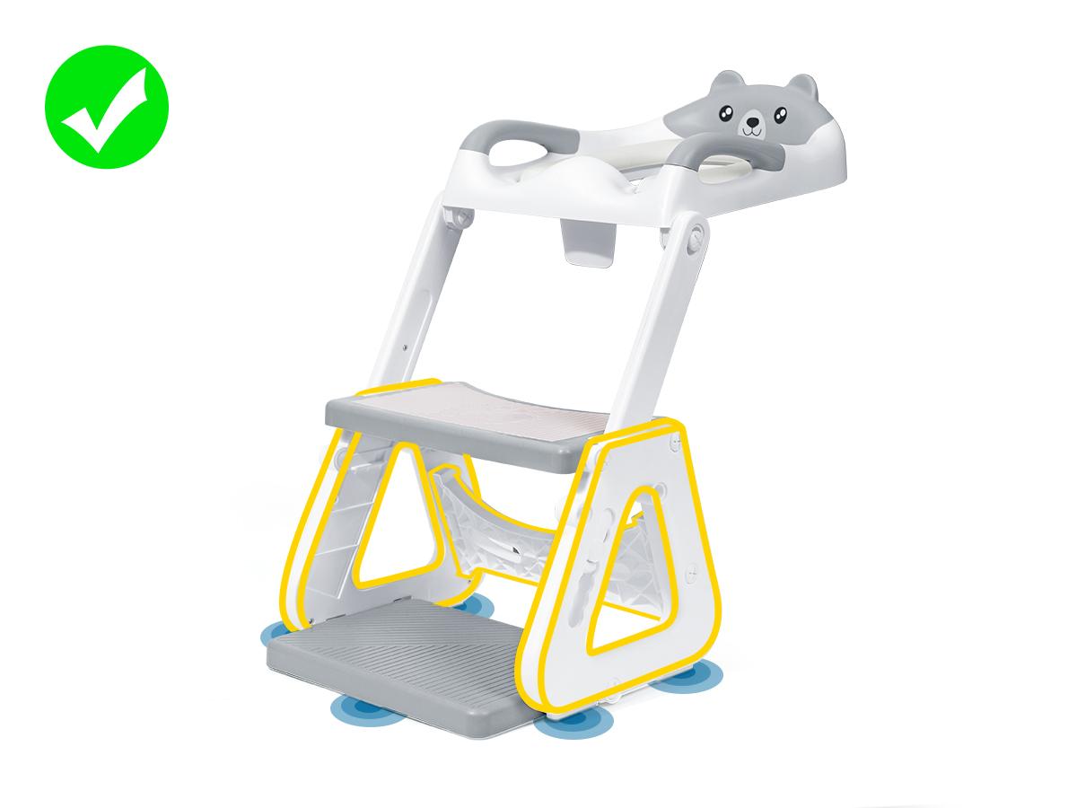 Orzbow Adjustable Height 2-IN-1 Kids Potty Training Toilet Seat with Step Stool, Stable Training Ladder Potty Seat with Splash Guard & Anti-Slip Pad, Grey