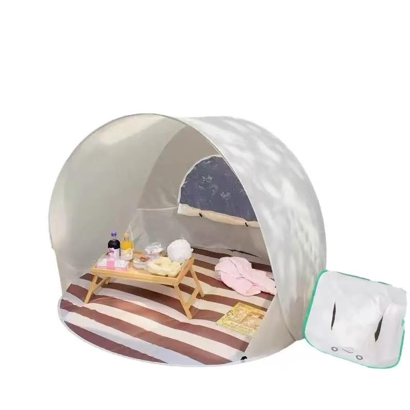 Tienda de playa desplegable sin montaje, toldo portátil de doble capa con protección solar, refugio instantáneo para pícnic, parque, acampada y uso familiar al aire libre.