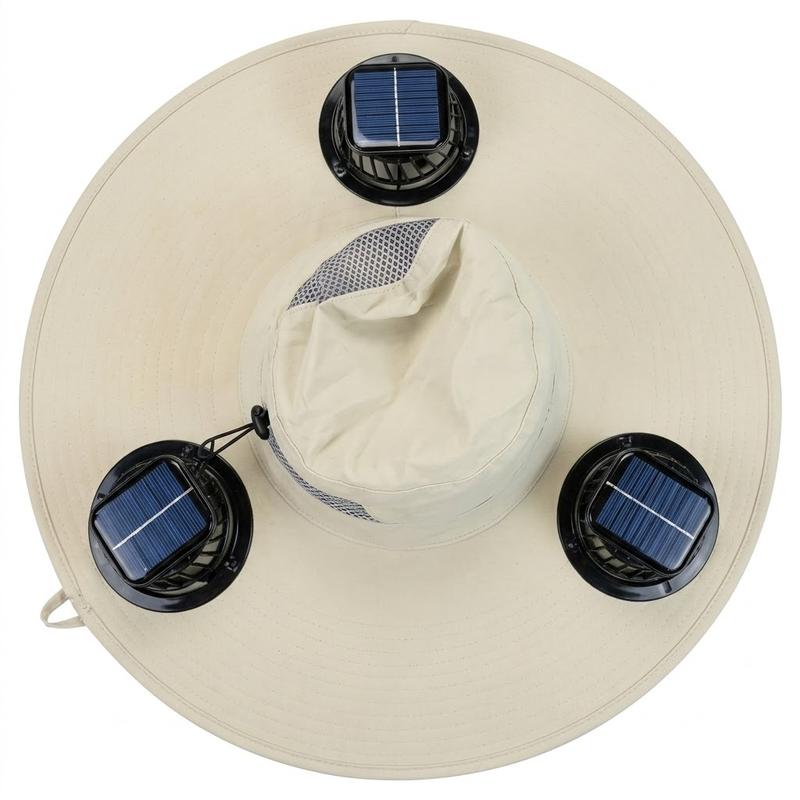 Nuevo sombrero con ventilador solar triple para exteriores (modelo 2026): sombrero con protección solar y ventilador, batería recargable, resistente al agua, ideal para eventos deportivos, diseño unisex.