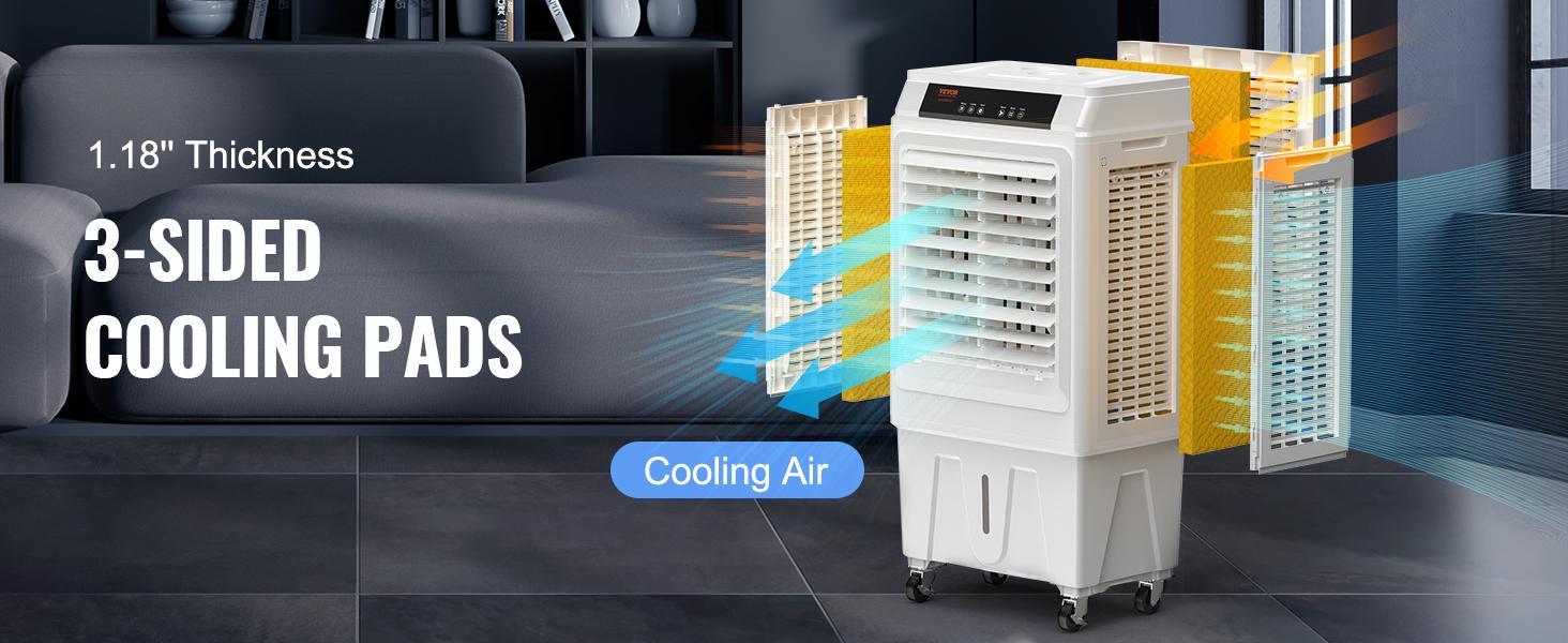 【Summerfinds】VEVOR Evaporative Air Cooler, 3100 CFM, 135&deg; Oscillating Swamp Cooler with Adjustable 3 Speeds and 12 H Timer, 9 Gal Portable Air Cooler for 950 Sq.ft, Indoor/Outdoor Use