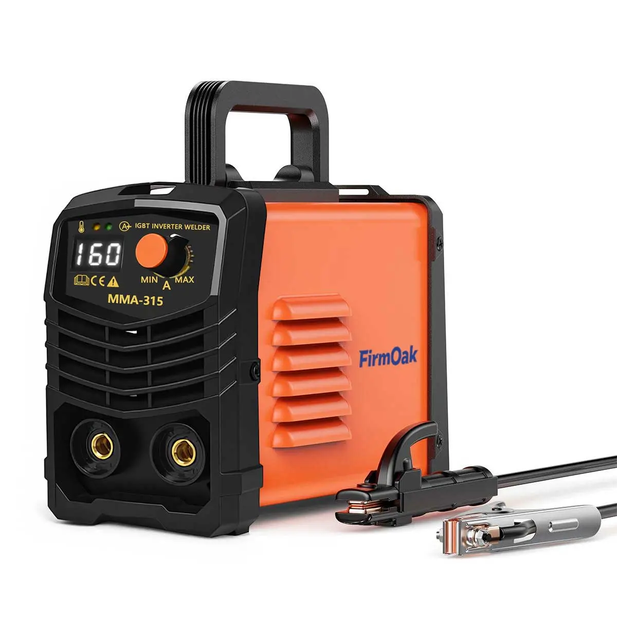Soldadora portátil de mano FirmOak de 110 V, mini soldadora de electrodo (stick) con tecnología inversora IGBT y funciones de Hot Start, Arc Force y Anti-Stick; compatible con electrodos E6013/E6011/E7018; incluye pantalla digital y kit de soldadura. Idea