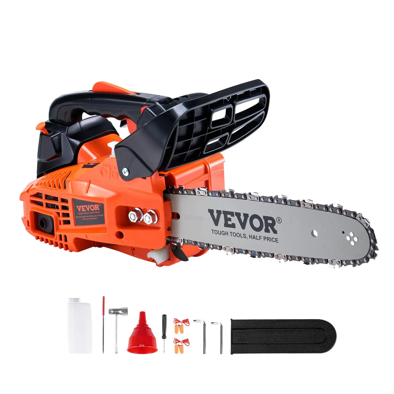 Motosierra de gasolina VEVOR, 25,4 cc, 12 pulgadas, 1,2 HP, motosierra manual, cadenas incluidas, herramienta para poda de árboles y corte de ramas; regalo ideal para padres para uso en jardín y granja.
