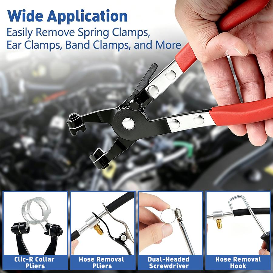 【DealsForYouDays】9PCS Hose Clamp Pliers, Automotive Pliers Kit,Long Reach Hose Clamp Tool Remover for Water Hose and Automotive Coolant Radiator Heater with Flexible Wire Long Reach Hose Clamp and Flat Band Pliers #DealsForYouDays