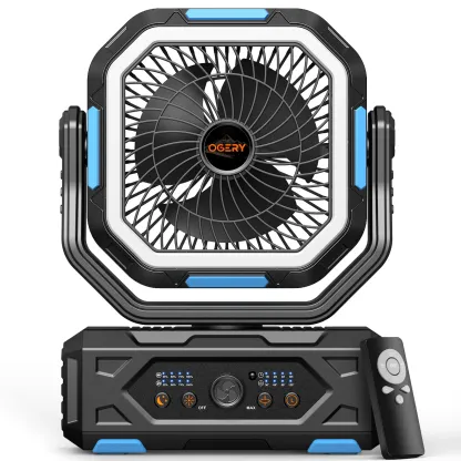 OGERY 2026 — Ventilador de camping mejorado, recargable de 30.000 mAh con luces LED y giro de 270°; ventilador de mesa oscilante con control remoto, ideal para tiendas de campaña, viajes, el hogar y actividades al aire libre — summerwins