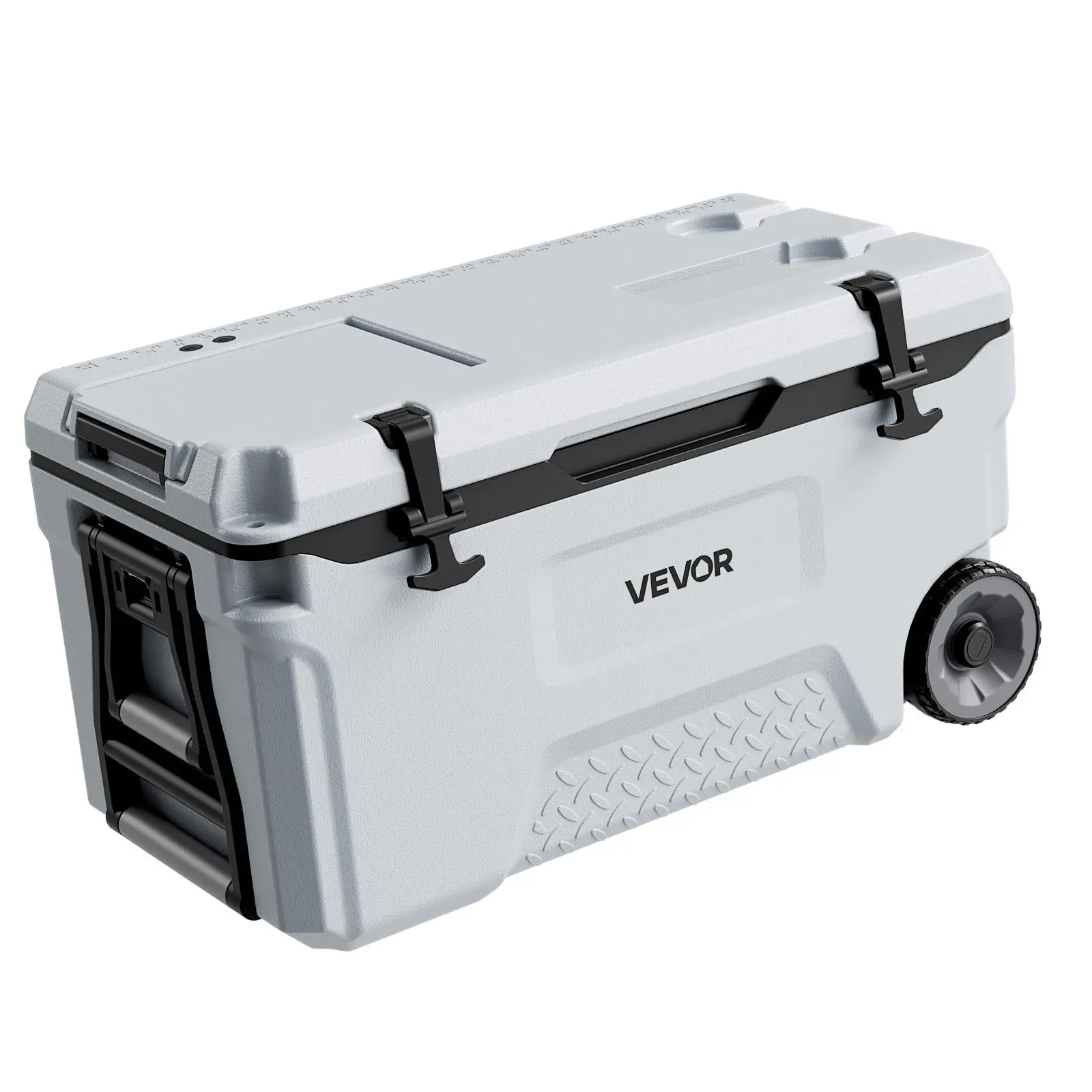 Nevera rígida VEVOR, nevera portátil con ruedas de 52 cuartos (aprox. 49 L), resistente a fugas y capaz de mantener el contenido frío durante 48 horas; arcón aislado con excelente retención de hielo, ultraligera e ideal para picnics al aire libre, barbaco