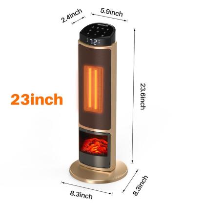 Calefactor Sweetcrispy de 23 pulgadas, calefactor eléctrico de 1500 W con temporizador de 12 horas, 4 modos, oscilación de 70°, termostato (50-95 °F), calentamiento rápido y bloqueo de seguridad para niños.
