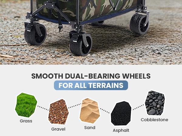 【Deals For You】DUMOS 320L Heavy Duty Collapsible Outdoor Double-Decker Wagon - 440 lbs Capacity, Brakes, Flexible Handle, All-Terrain Big Wheels, Compact Pack & Foldable for Grocery, Camping, Collapsible Wagon, Heavy Duty Wagon