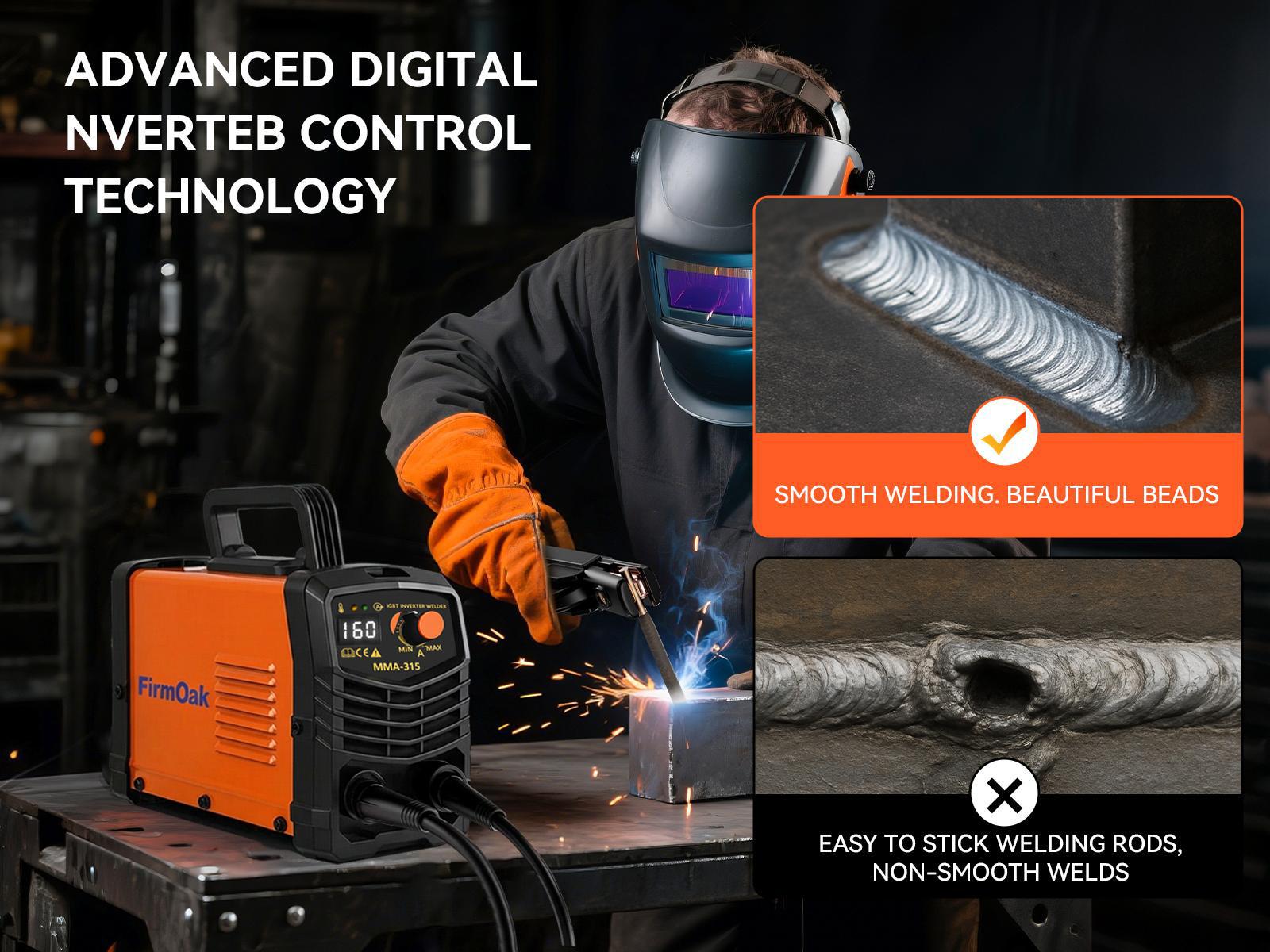 【FathersDayGift】FirmOak 110V Portable Handheld Welding Machine, MINI Stick Welder with Hot Start, Arc Force, Anti-Stick IGBT Inverter, Supports E6013/E6011/E7018 Rods, Digital Display Arc Welder with Welding KitI,deal for Home Use & DIY, Tools fathersdayg