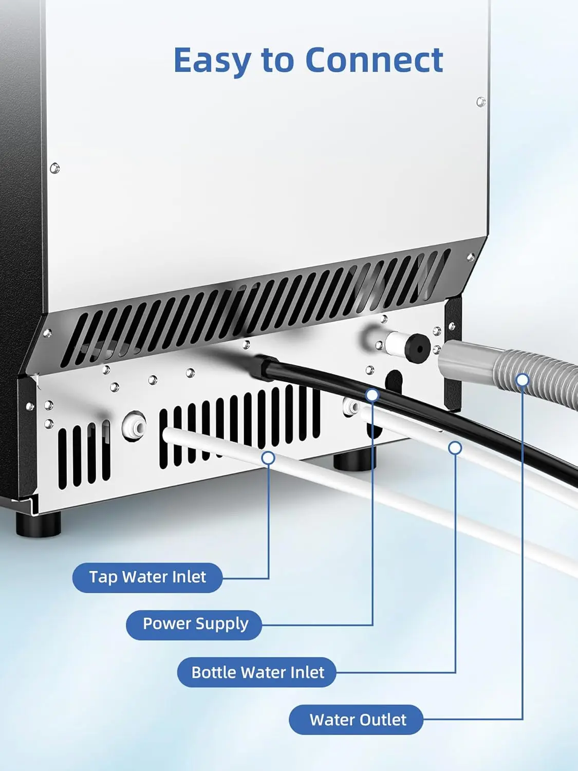 Máquina de hielo comercial COWSAR V2.0, capacidad de 100 libras, dos métodos de suministro de agua, autolimpieza, temporizador de 24 horas, cesta de 33 libras; fabricada en acero inoxidable, ideal para escuelas, hogares, bares y vehículos recreativos (RV)