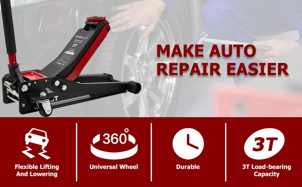 3 Ton Low Profile Racing Floor Jack Heavy Duty - GS Certified Safety Descent, Dual Piston Quick Lift Pump, 3.35 to 19.69 Inch Lifting Range Automotive Vehicle Tool Car Repair Tool Pneumatic Jack 3 Ton Low Profile Racing Floor Jack Heavy Duty - GS Certified Safety Descent, Dual Piston Quick Lift Pump, 3.35 to 19.69 Inch Lifting Range Automotive Vehicle Tool Car Repair Tool Pneumatic Jack