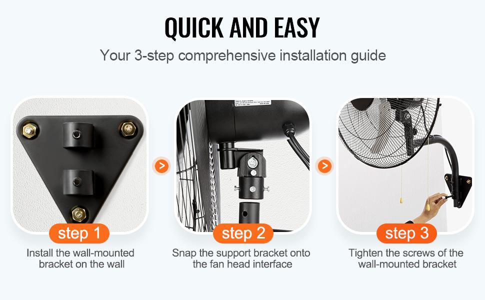 VEVOR Oscillating Wall Mount Fan, Summervibes,Summervibes, 20 Inch, 3-speed High Velocity Max. 4650 CFM Industrial Wall Fan, Commercial or Residential for Warehouse, Greenhouse, Workshop, Patio, Basement, Black, Adjustable Room Fan, Outdoor Cooling Fan