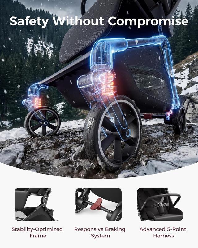 Cochecito de viaje ligero Momcozy TuckGo: plegado con un solo clic para niños de 6 meses a 3 años, almacenamiento inferior de 33 litros, diseño compacto ideal para viajes en avión, bolsa de viaje incluida, reclinado en 3 posiciones, capota con protección 