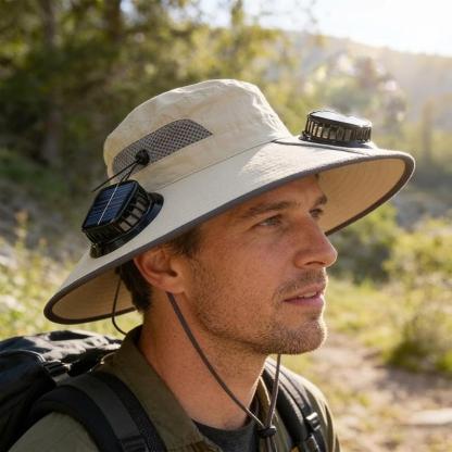Nuevo sombrero con ventilador solar triple para exteriores (modelo 2026): sombrero con protección solar y ventilador, batería recargable, resistente al agua, ideal para eventos deportivos, diseño unisex.