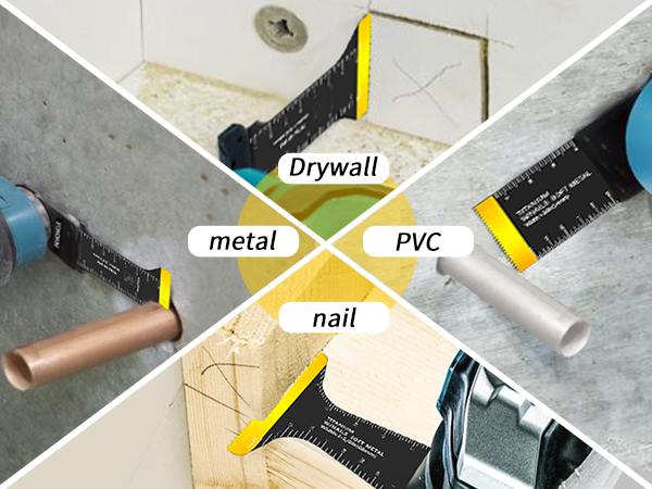 AMZWEI 100PCS Oscillating Tool Blades, Titanium & HCS Oscillating Saw Blades for Metal/Wood/Plastic Cutting, Curved Edge Multi Tool Blades Compatible with Dewalt Bosch Milwaukee Ryobi SummerWins