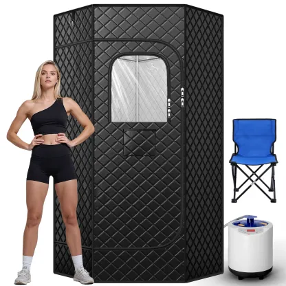 Cabina de sauna portátil TEHANLD para el hogar, sauna de vapor personal con generador de vapor de 3,0 L y 1200 W, tienda de sauna plegable para interiores, spa de sauna seca de cuerpo completo.
