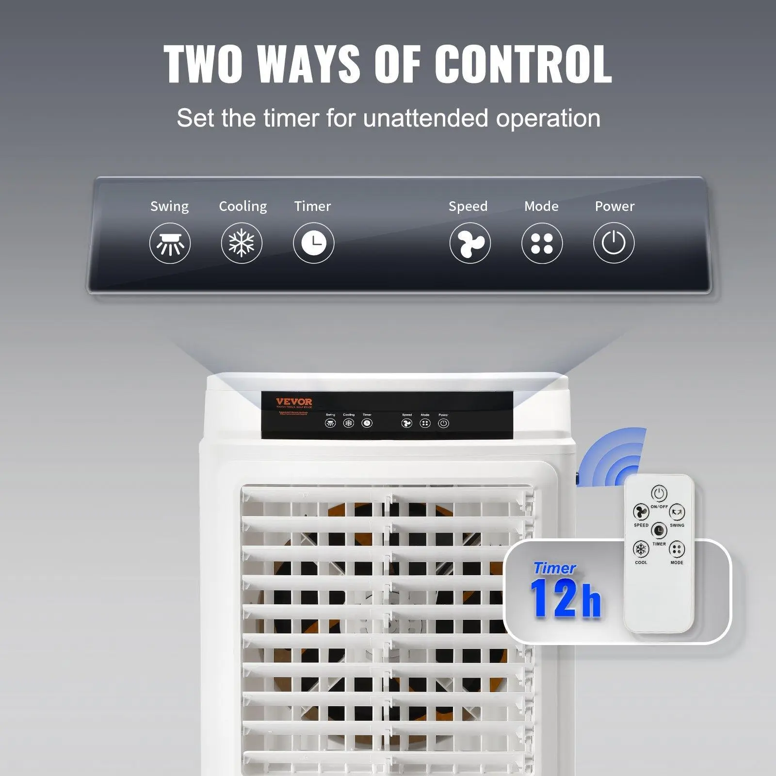 Enfriador de aire evaporativo VEVOR de 3100 CFM con control remoto