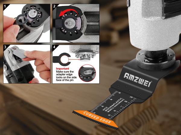 AMZWEI 100PCS Oscillating Tool Blades, Titanium & HCS Oscillating Saw Blades for Metal/Wood/Plastic Cutting, Curved Edge Multi Tool Blades Compatible with Dewalt Bosch Milwaukee Ryobi SummerWins