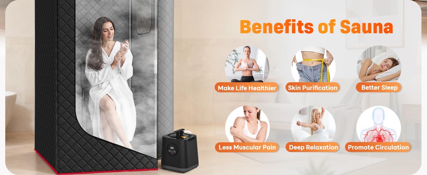 [dealsforyoudays]TEHANLD Portable Sauna Box for Home, Personal Steam Nurecover Saunas Heater at Home Use, 3.0L 1200W Steamer, Indoor Foldable Sauna Tent, Dry Sauna SPA Full Body Inflatable Pool