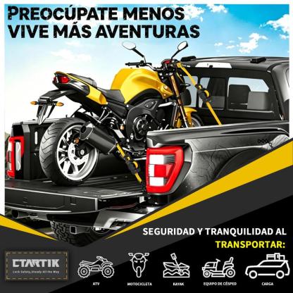 CTARTIK Juego de Correas de Amarre con Trinquete Retráctiles | 2,5cm x 3m | 1.764 lbs Resistencia | Autoajustables | Fijación Segura | Para Moto, Camión y Equipaje |
