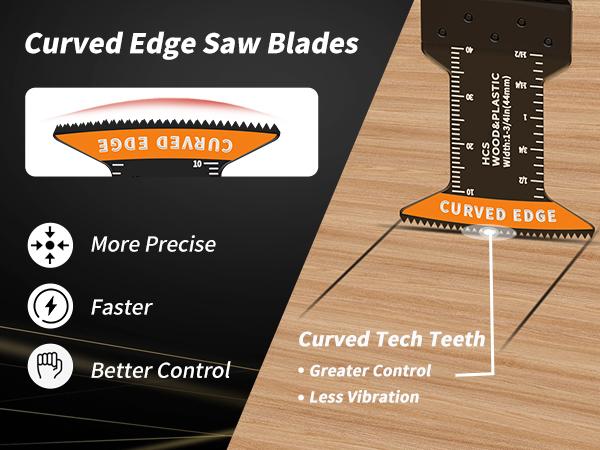 AMZWEI 100PCS Oscillating Tool Blades, Titanium & HCS Oscillating Saw Blades for Metal/Wood/Plastic Cutting, Curved Edge Multi Tool Blades Compatible with Dewalt Bosch Milwaukee Ryobi SummerWins