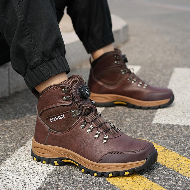 Botas de trabajo indestructibles, calzado de seguridad para hombre con puntera de acero, zapatillas resistentes a perforaciones, calzado de trabajo antideslizante, botas protectoras con hebilla giratoria, calzado para la construcción.