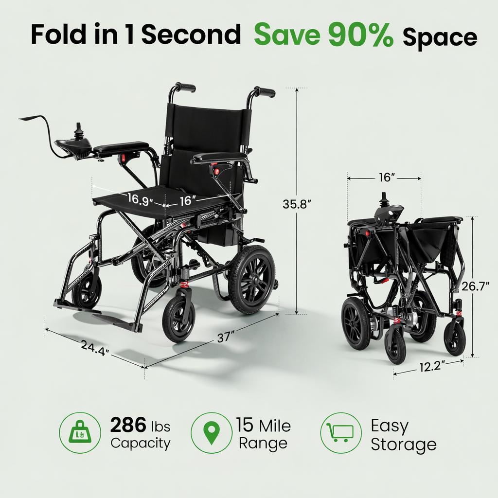 Electric Wheelchairs for Adults, Foldable Wheelchair for Adults,360W Dual Motor Motorized Wheelchair with 15 Miles Long Travel Range, Maximum Speed 4MPH, Support 286 lbs Electric Wheelchairs for Adults, Foldable Wheelchair for Adults,360W Dual Motor Motorized Wheelchair with 15 Miles Long Travel Range, Maximum Speed 4MPH, Support 286 lbs