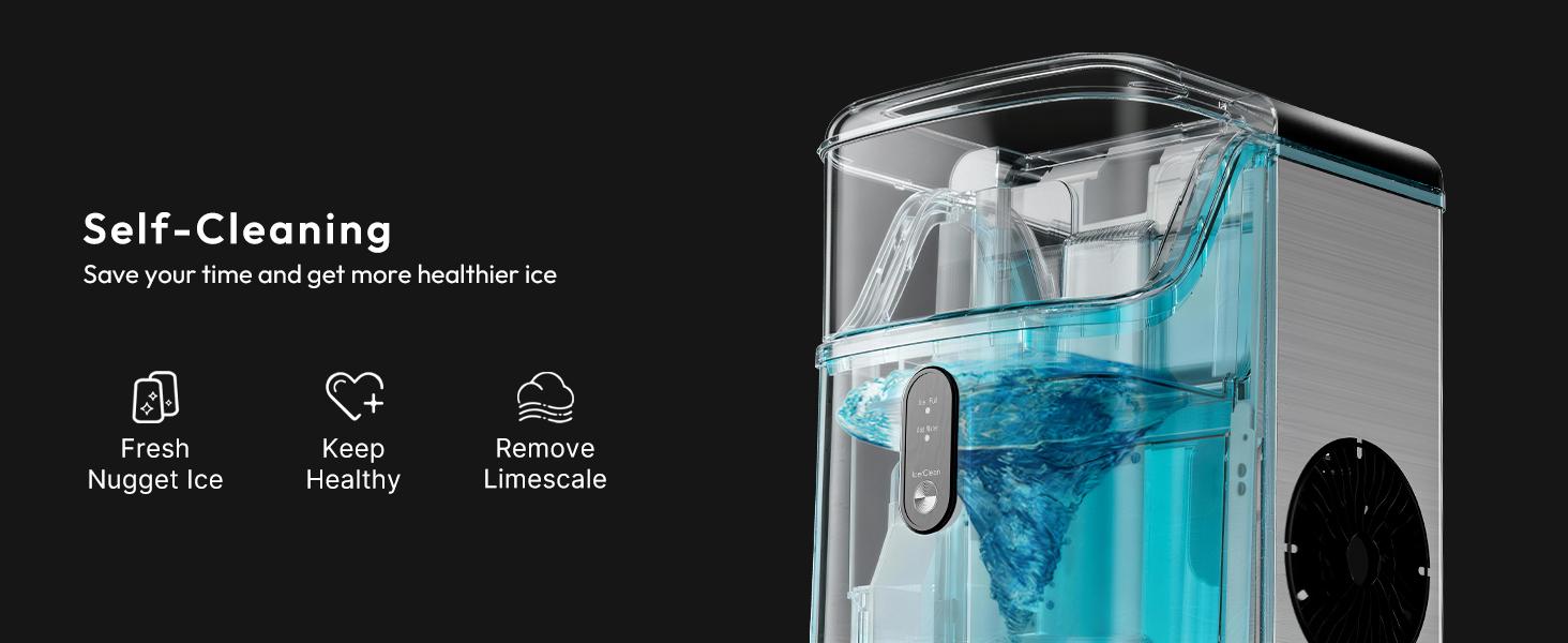 EUHOMY Nugget Ice Makers Countertop, Pebble Ice Maker Machine with 35lbs/24H&33lbs/24H Soft Ice, Self-Cleaning Sonic Ice Maker with Ice Scoop&Basket,  Utensils, Pellet Ice Maker for Home/Kitchen/Office