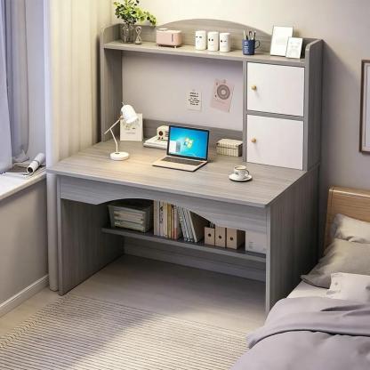 Escritorio Para Computadora Heaimo 100x48x120cm Con Librero Integrado Y Gabinetes De Almacenamiento Mesa De Oficina Home Office Escritorio De Estudio Con Estantes Organizadores Multifuncional Gris