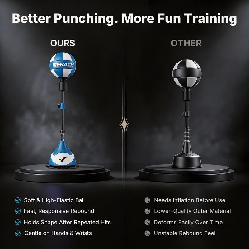 Saco de boxeo Merach con soporte de altura ajustable — Pera de velocidad para entrenamiento, equipo de boxeo, alivio del estrés y fitness (Modelo Summervibes)