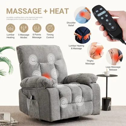 Sillón reclinable y mecedora DUMOS con masaje y calefacción