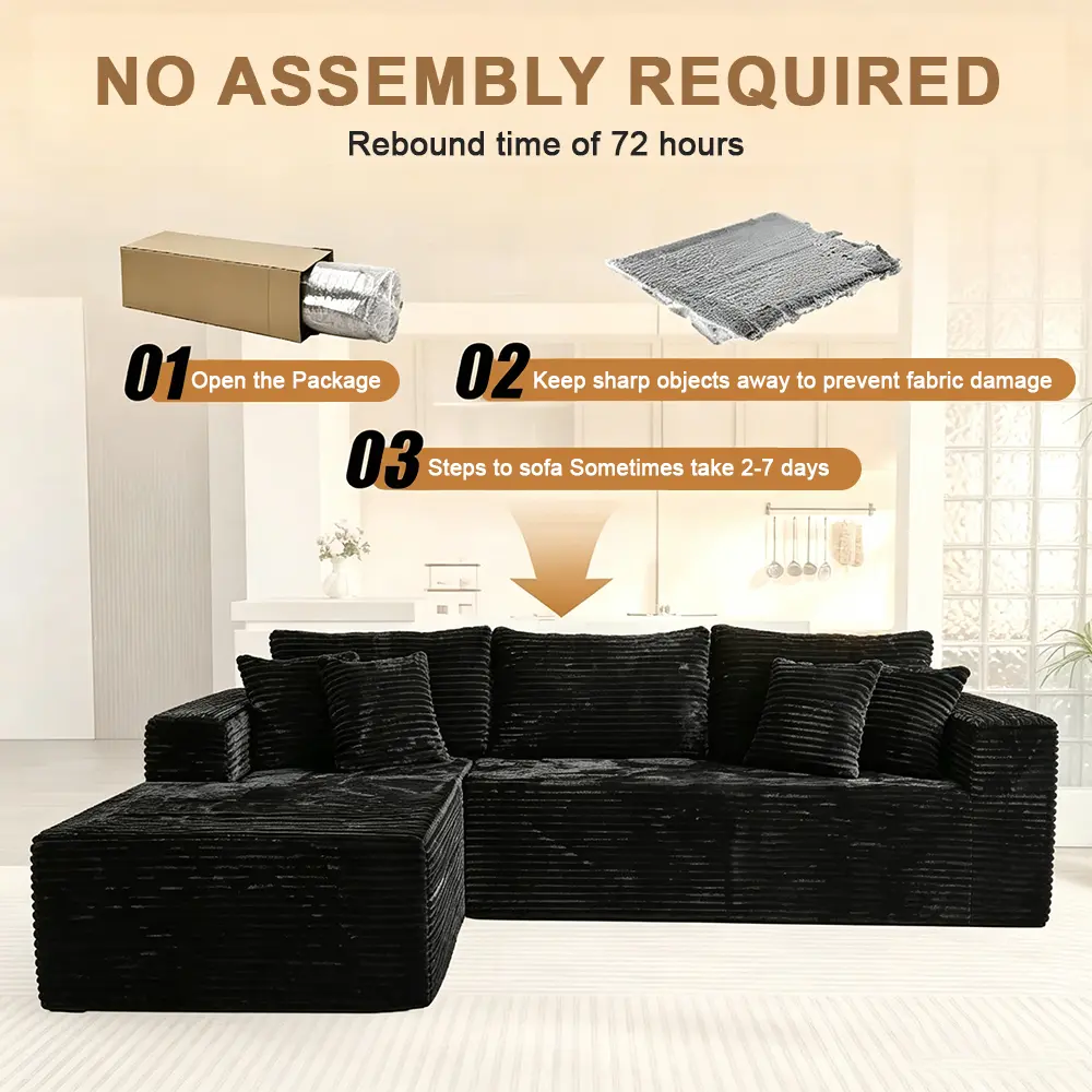 Conjunto moderno de sofá reclinable modular en forma de L de terciopelo
