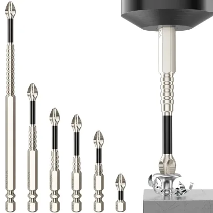 Juego de 9 puntas de destornillador magnéticas ADESKE PH2: puntas de acero S2 resistentes a impactos, puntas antideslizantes para taladro y destornillador eléctrico, hexágono de 1/4", 25-150 mm
