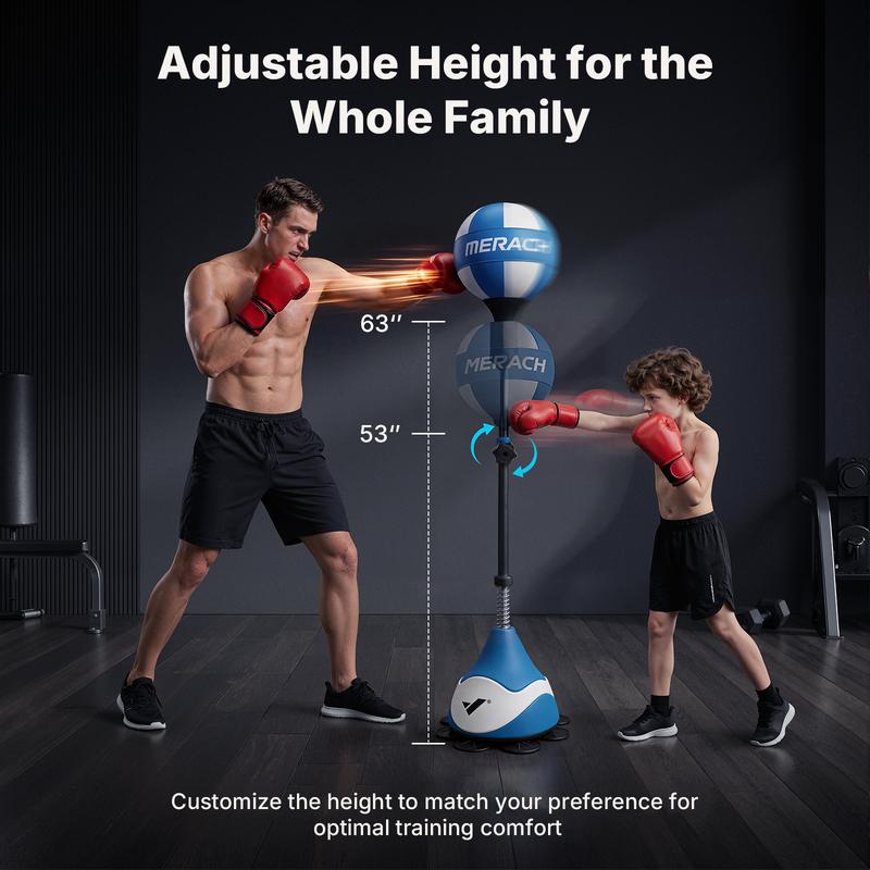 Saco de boxeo Merach con soporte de altura ajustable — Pera de velocidad para entrenamiento, equipo de boxeo, alivio del estrés y fitness (Modelo Summervibes)