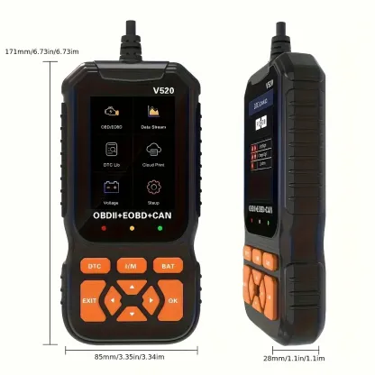 Escáner OBD2 profesional para mecánica con datos en tiempo real y lector de códigos de diagnóstico OBDII (para luz de "Check Engine"), impresión en la nube y modo de interfaz dual.