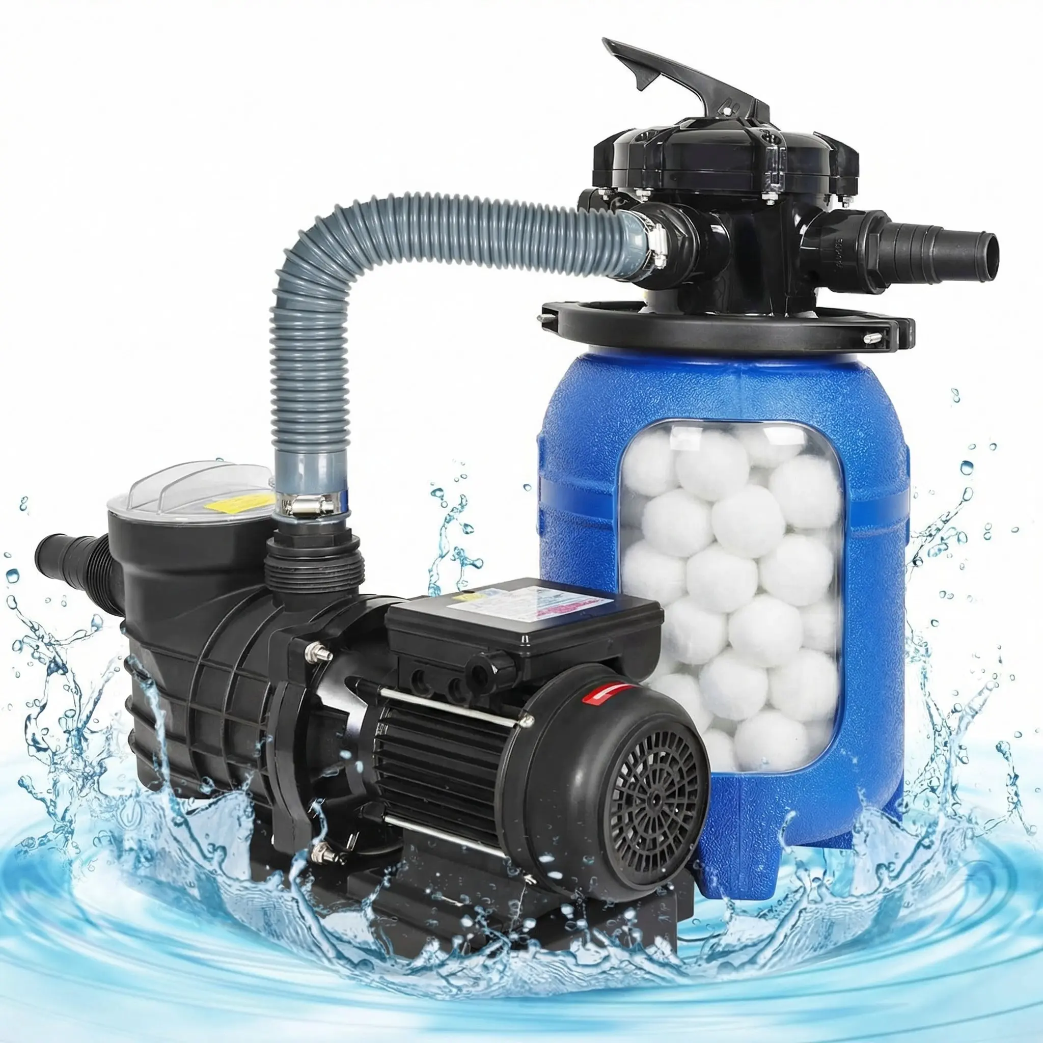 Bomba con filtro de arena de 12 pulgadas y 1/2 HP para piscinas elevadas
