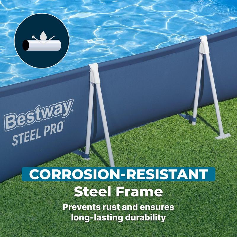 Piscina desmontable Bestway Steel Pro de estructura metálica (9,8' x 6,6' x 26") con bomba de filtro