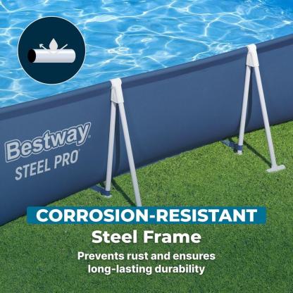 Piscina desmontable Bestway Steel Pro de estructura metálica (9,8' x 6,6' x 26") con bomba de filtro