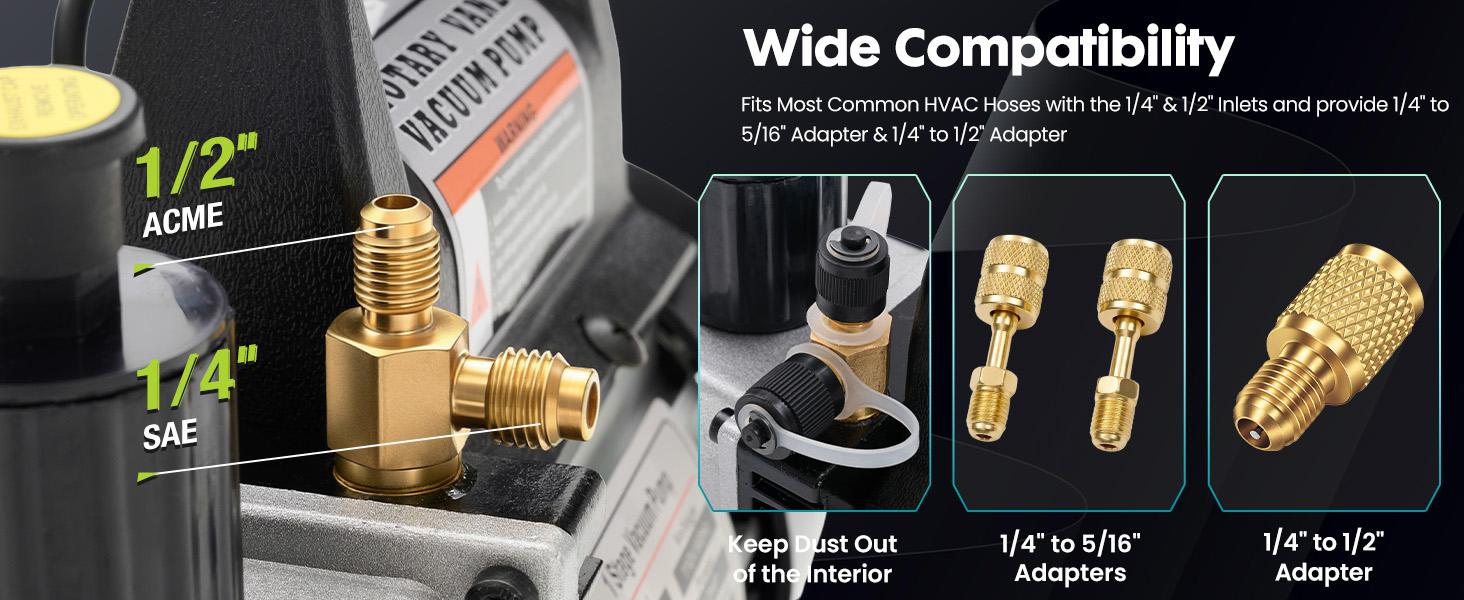 110V 1/3 HP 4CFM Single Stage Vacuum Pump Kit with R134a Manifold Gauge Set, Leak Detector, 1/4" Hoses & Carry Bag for HVAC AC Refrigeration, ETL Listed