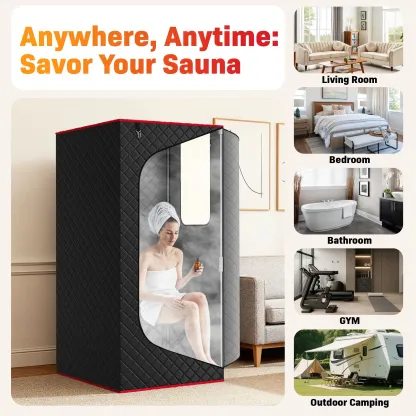 Cabina de sauna portátil TEHANLD para el hogar, sauna de vapor personal con generador de vapor de 3,0 L y 1200 W, tienda de sauna plegable para interiores, spa de sauna seca de cuerpo completo.