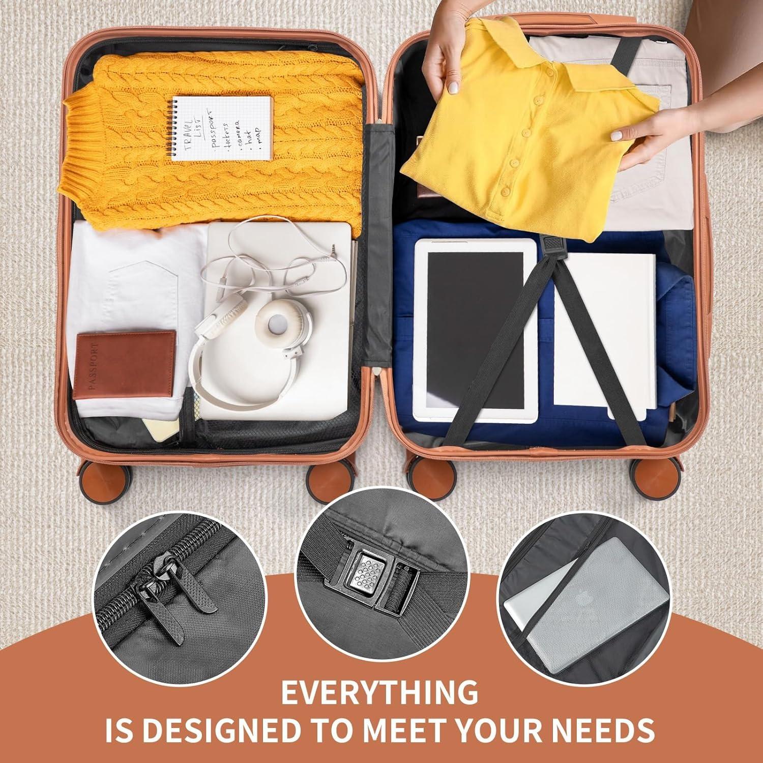 【Summervibes】Ubesgoo Luggage Sets 3 Piece, ABS Hardside Suitcase Set with Double Spinner Wheels & TSA Lock for Travel Business, 3-Piece Set (20/24/28)