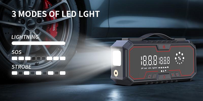 【Father's Day Gift】Kapeezi 12V Portable Emergency Car Battery Starter, 18000mAh Power Bank, 160PSI Tire Inflator, LED Light, Car Tool Kit, Automotive Essential Accessory Car Essentials