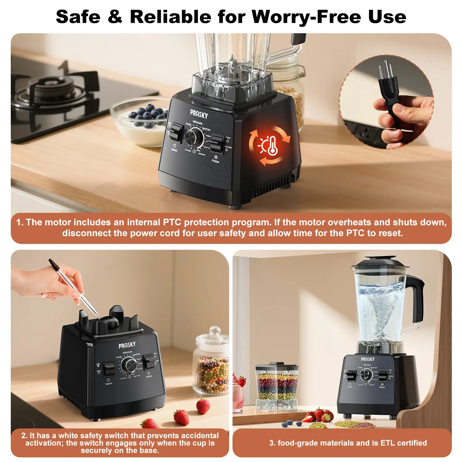 PRASKY BK-688 Licuadora de 68 oz, 2 recipientes