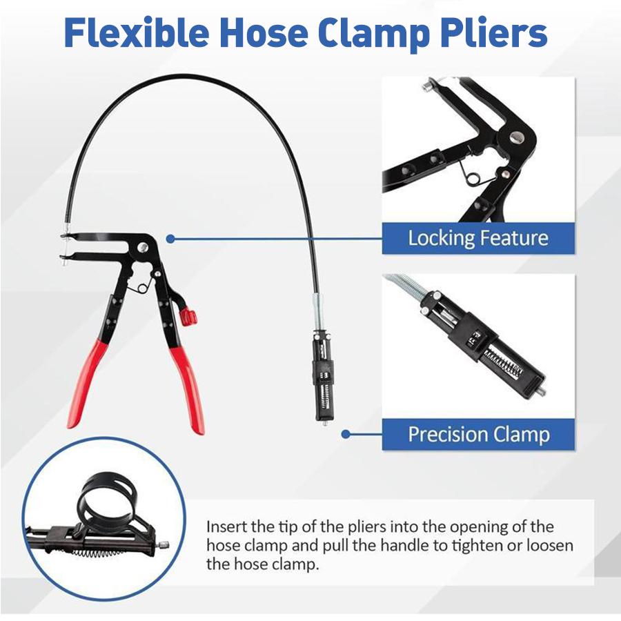 【DealsForYouDays】9PCS Hose Clamp Pliers, Automotive Pliers Kit,Long Reach Hose Clamp Tool Remover for Water Hose and Automotive Coolant Radiator Heater with Flexible Wire Long Reach Hose Clamp and Flat Band Pliers #DealsForYouDays
