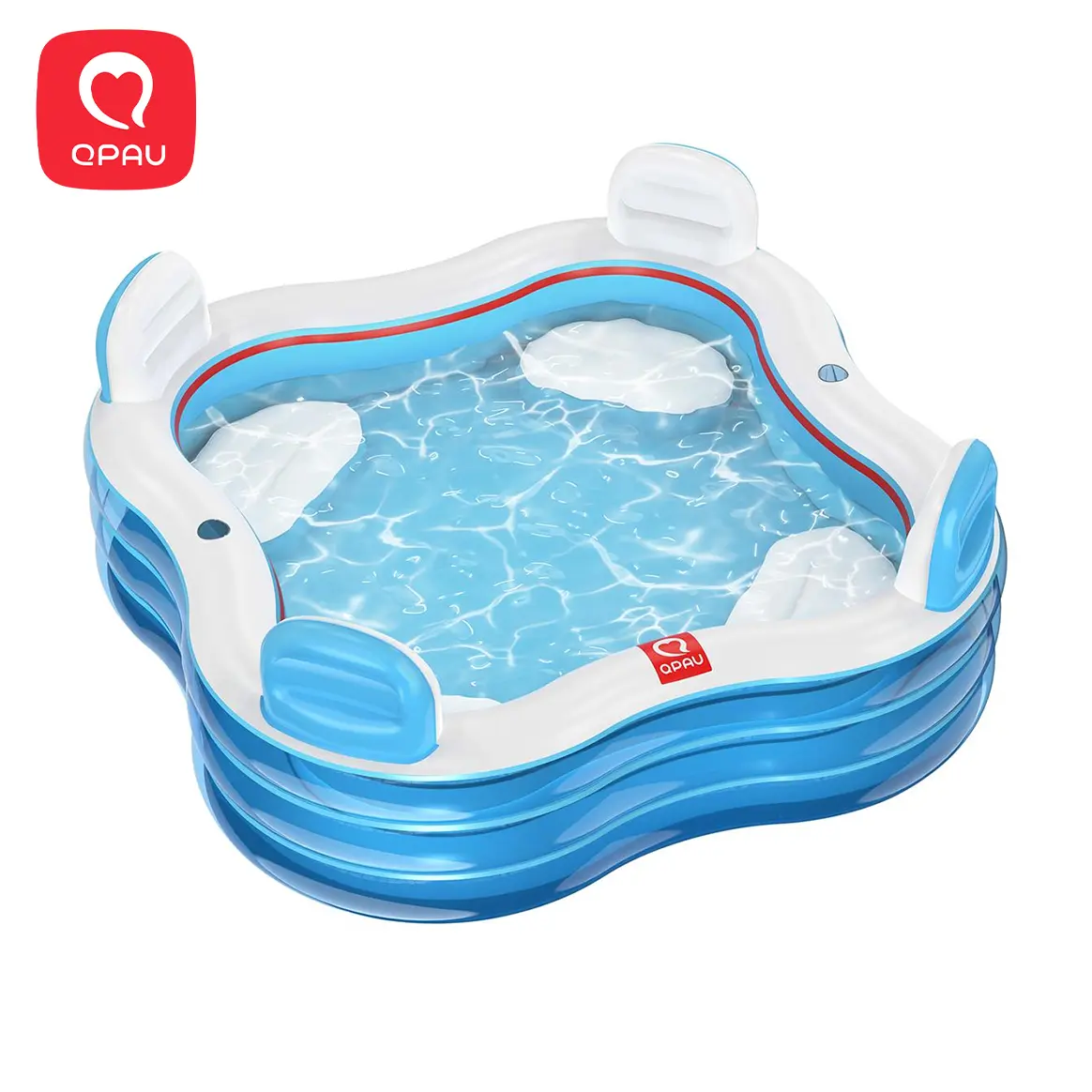 Piscina inflable QPAU, piscina inflable de tamaño completo con asientos y respaldos, piscina infantil para exteriores y jardín, para la diversión familiar en verano, color azul (Jelly Blue).
