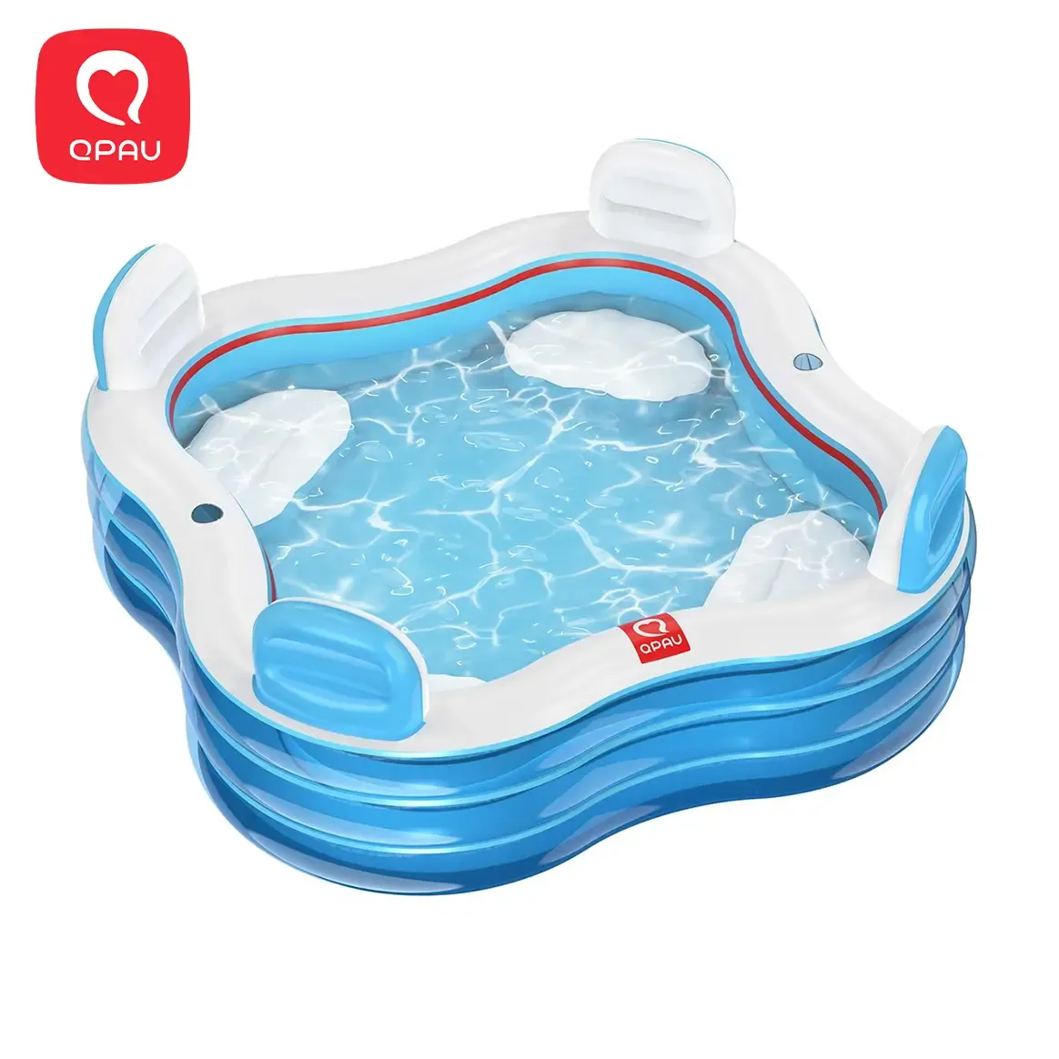 Piscina inflable QPAU, piscina inflable de tamaño completo con asientos y respaldos, piscina infantil para exteriores y jardín, para la diversión familiar en verano, color azul (Jelly Blue).