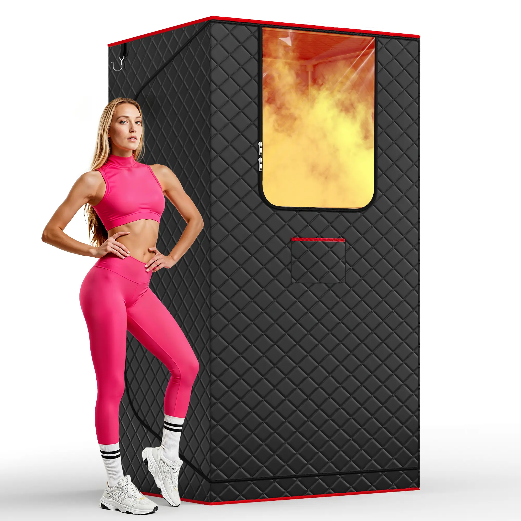Cabina de sauna portátil TEHANLD para el hogar, sauna de vapor personal con generador de vapor de 3,0 L y 1200 W, tienda de sauna plegable para interiores, spa de sauna seca de cuerpo completo.