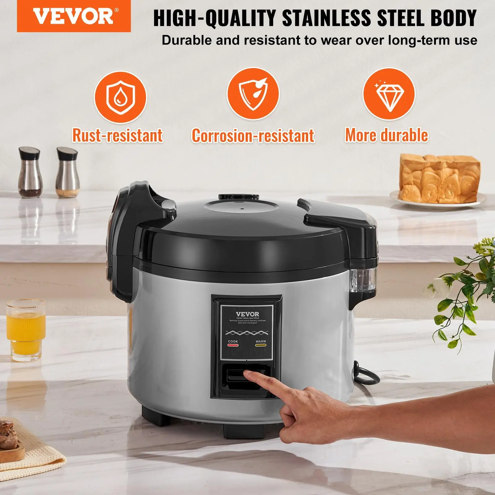 Arrocera comercial VEVOR para 60 tazas con olla antiadherente